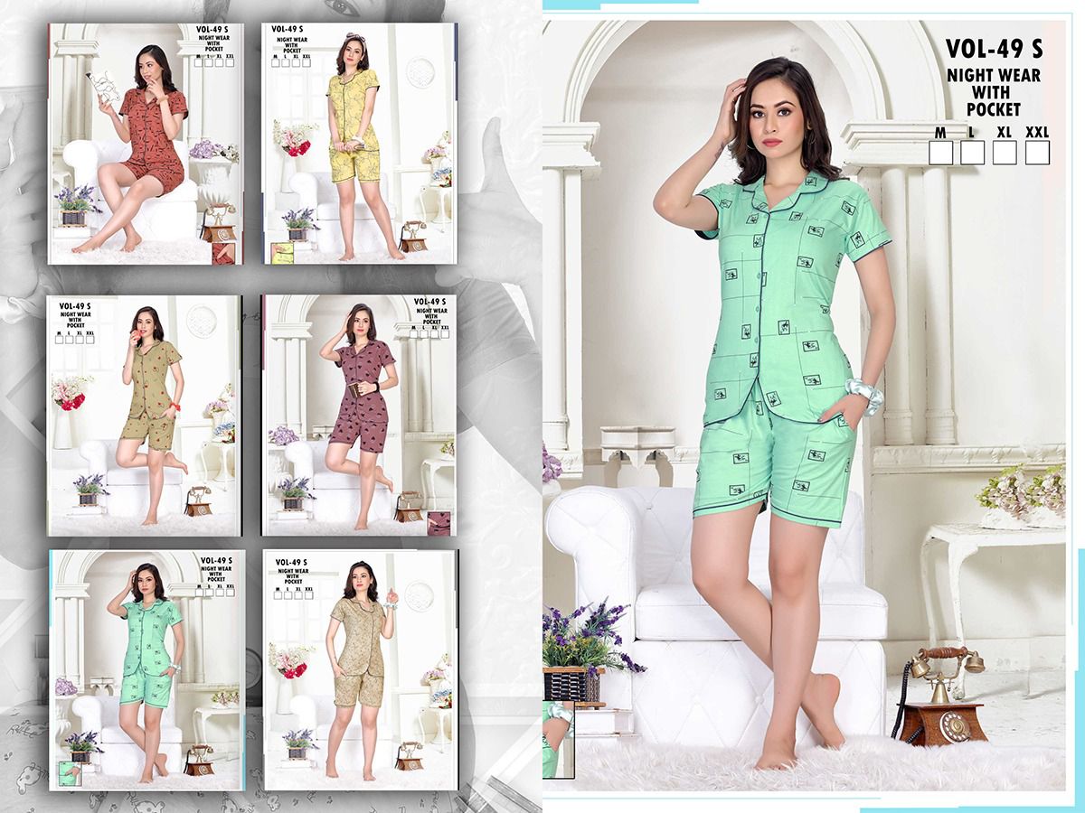 Ft Collor Shorts Ns 49 Daily Wear Cotton Shinker Wholesale Night Suits Collection
